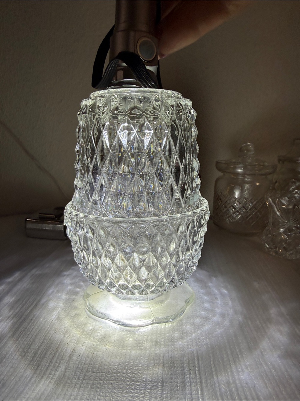 Fairy Lamp Diamond-Pattern Table Lamp - Clear Glass